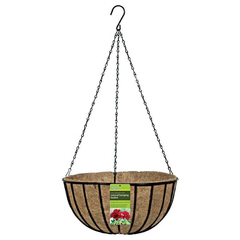 14" Black Traditional Hanging Basket with Coco Liner | Deck & Patio Planters Deck & Patio Planters Deck & Patio Planters