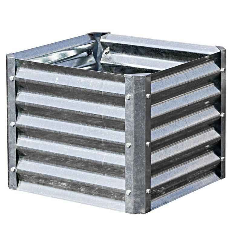 EarthMark Galvanized Metal Raised Garden Bed 17" High Square 22×22 | Galvanized Planters Galvanized Planters Galvanized Planters