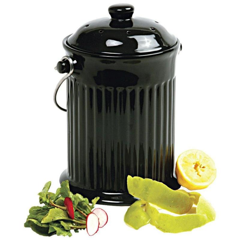 Odor-Free Compost Keeper Ceramic Crock Black 1 Gallon | Compost Bins Compost Bins Compost Bins