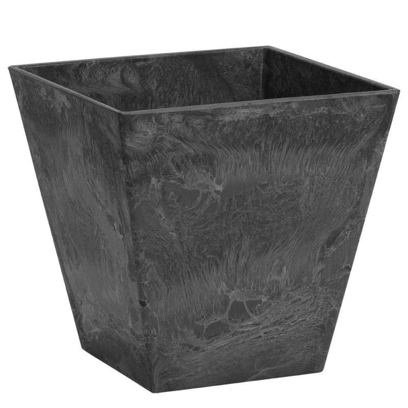 Self-Watering Ella ArtStone Square 12" Black Planter | Deck & Patio Planters Deck & Patio Planters Deck & Patio Planters