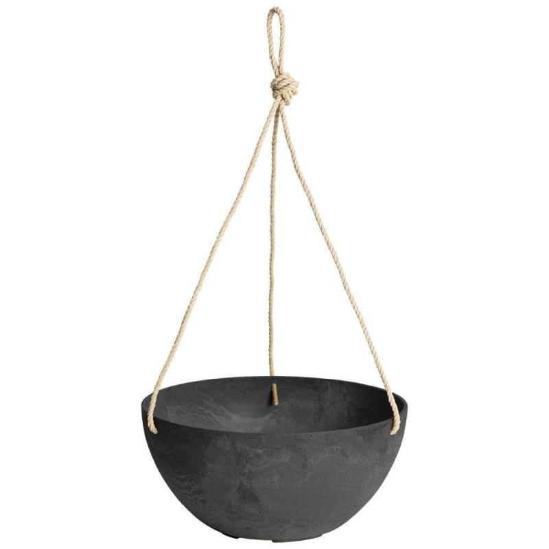 Self-Watering Napa Hanging Bowl Planter, Black | Railing & Hanging Planters Gardening Supplies Railing & Hanging Planters