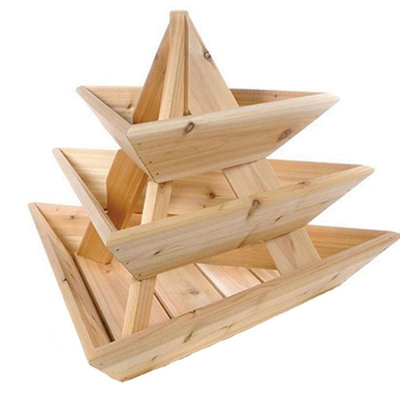 TrioLife Plant Pyramid 3-Level Cedar Planter | Deck & Patio Planters Deck & Patio Planters Deck & Patio Planters