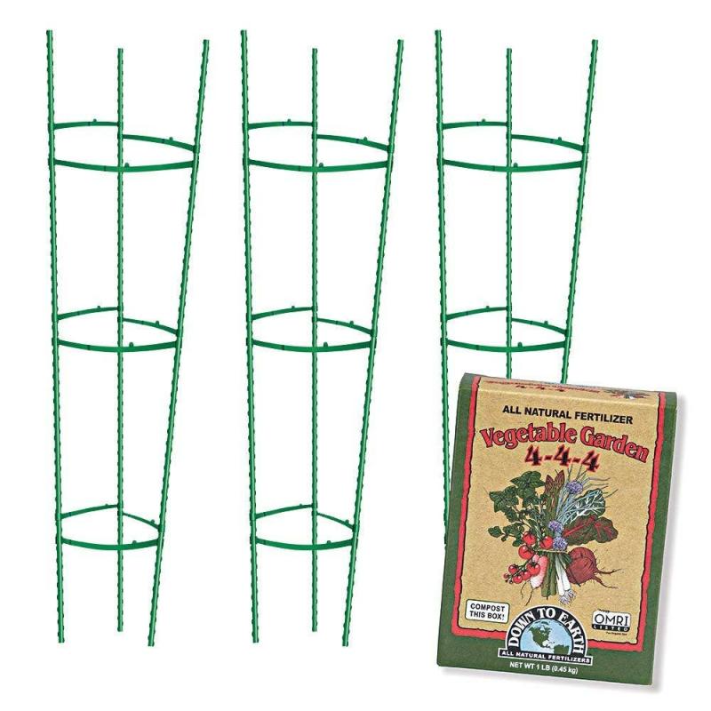 Ultomato Tomato Cage 3-Pack with Bonus Vegetable Garden 4-4-4 Fertilizer | Trellises Gardening Supplies Tomato & Vegetable Supports