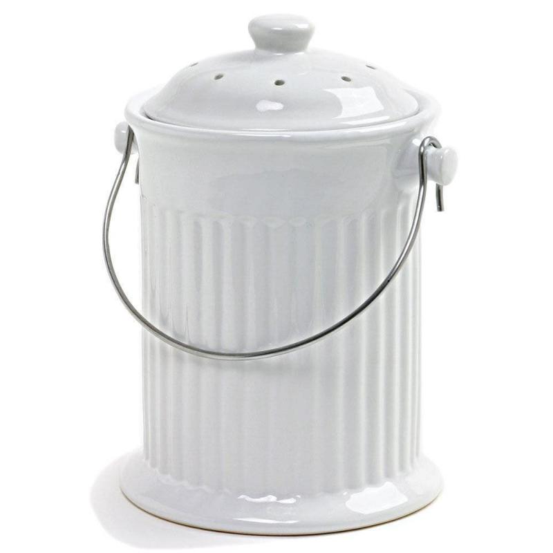 Odor-Free Compost Keeper Ceramic Crock White 1 Gallon | Compost Bins Compost Bins Compost Bins